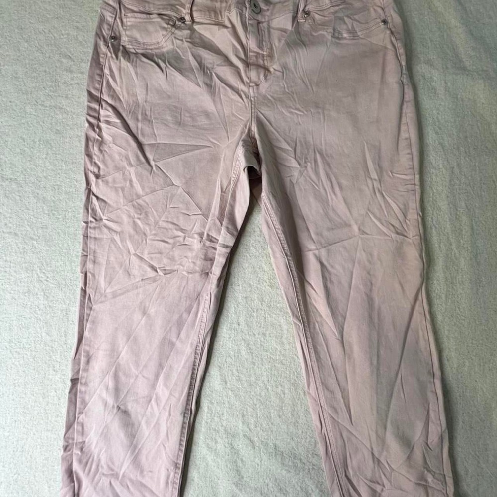 Womens Pink Cotton Blend Straight Leg Workwear Pants Plus Size 22 REG